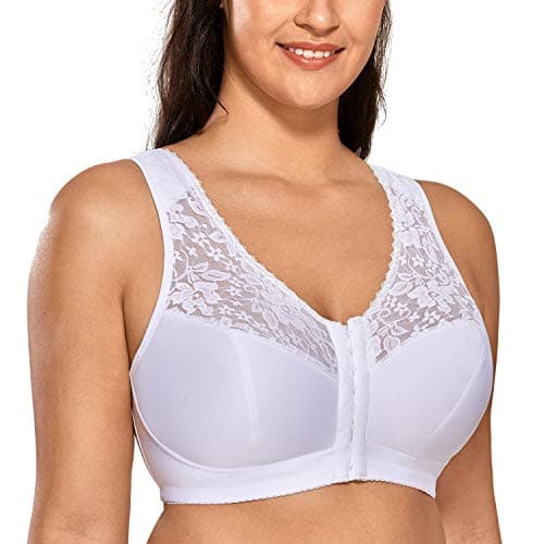 Delimira Plus Size Front Closure Racerback Lace Bra