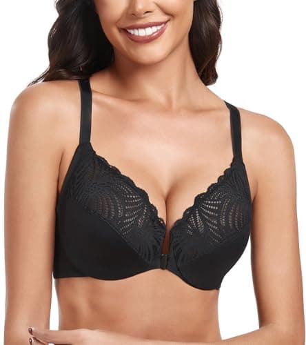 Women's Front Closure Racerback T-Shirt Bra for Plus Size