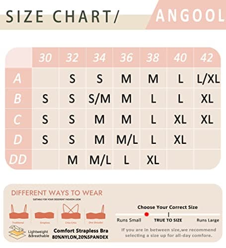 ANGOOL Wirefree Seamless Stay-Up Padded Bra for Women