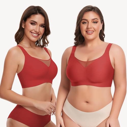 WOWENY Wireless Minimizer Bras for Women V-Neck Padded Bralettes