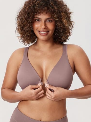 Delimira Women's Posture Plus Size Underwire Plunge Bra Back Support B-H