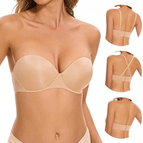 Vinperfor Women's No-Slip Teardrop Push-Up Bra for Dresses-Seamless Concealed Underwire