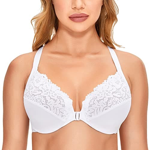 Delimira Women's Plus Size Full Coverage Lace Underwire Racerback Bra
