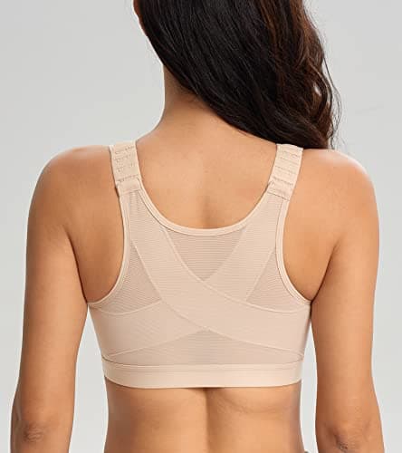 Lemorosy Women's Full Coverage Posture Back Wirefree Bra - Comfort & Double Support
