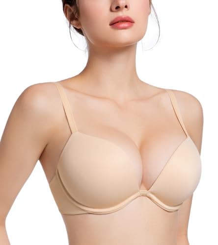 HACI Women's Push Up Plunge Bra with Deep V Underwire