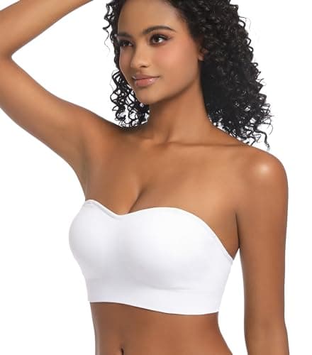 PRETTYWELL Padded Bandeau Bra for Women Non-Slip Wireless Comfort