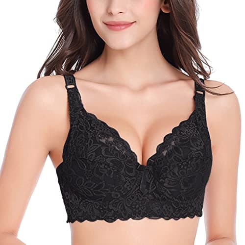 YXLLSSWJG Women's Plus Size Sexy Floral Lace V-Neck Bralette