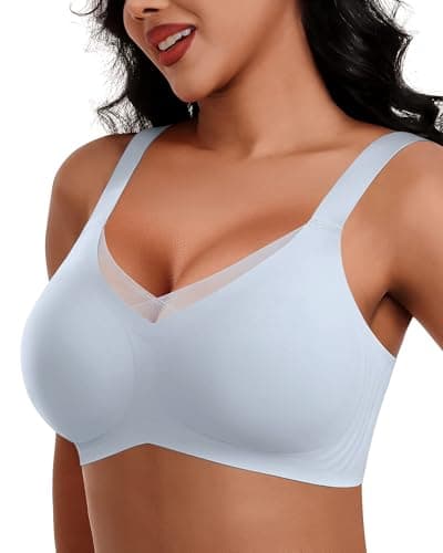 HORISUN Seamless Mesh Lace Bras for Women Wireless Full Coverage Deep V Bralettes