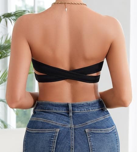 DEANGELMON Non-Slip Silicone Padded Strapless Bra for Women