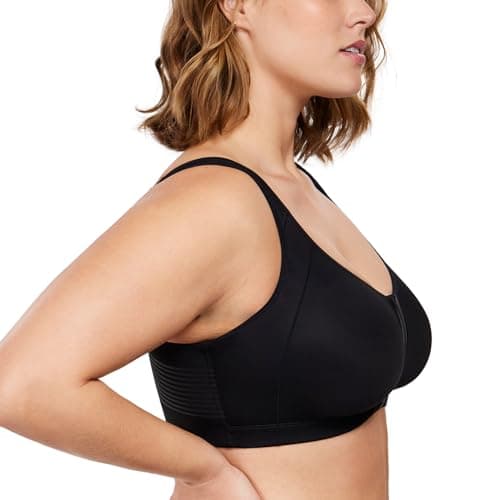 HSIA Front Closure Posture Bra for Plus Size Heavy Breasts Black