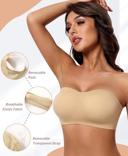 DOCUMO Women's Padded Strapless Silicone Bra