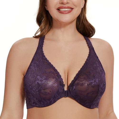 MELENECA Women's Plus Size Racerback Underwire Bra