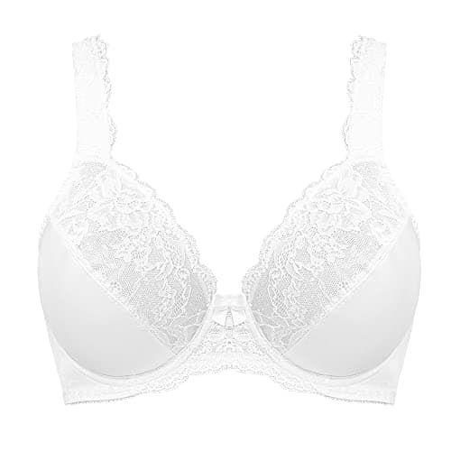 TELIMUSSTO Women's Plus Size Non-Padded Underwire Bra with Lace Coverage