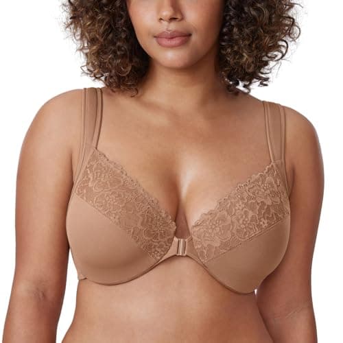 DELIMIRA Women's Plus Size Front Closure Lace Bras