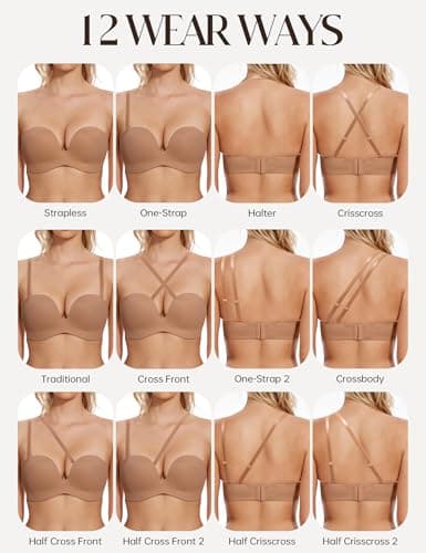 Wingslove Women's Wirefree Push Up Bra, Full Figure Multiway Contour Lift Red Carpet Red
