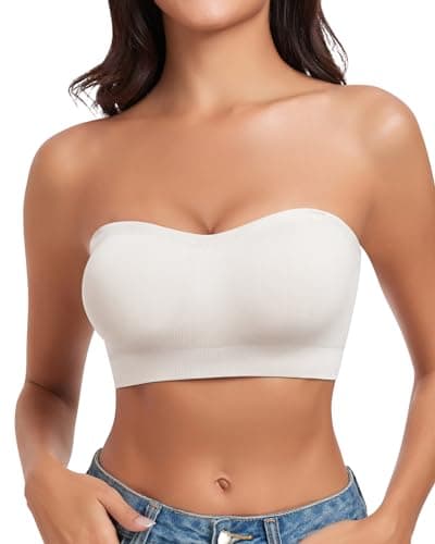WOWENY Bandeau Bra for Women: Silicone, Padded, Non-Slip, Strapless