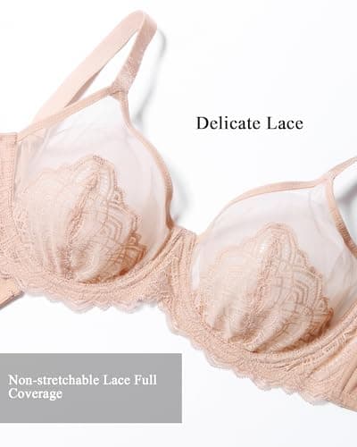 HACI Minimizer Lace Wire Underwire Bra for Plus Size Women