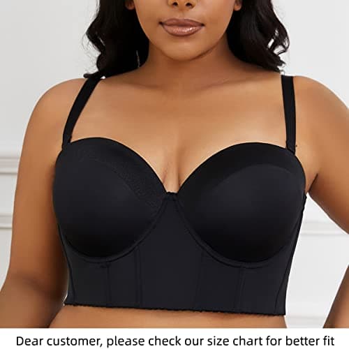 SEA BBOT Women's Longline Strapless Full Coverage Corset Bra Hide Back Fat