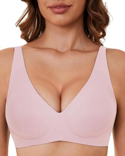 OXYIBRAS Smooth V-Neck Bras for Women No-Wire Seamless Sleep Bralette