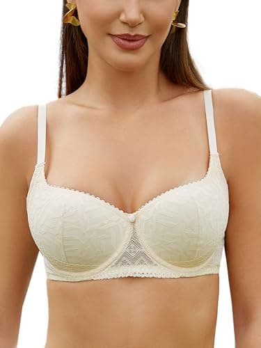 IHOIU Women's Sexy Push Up Balconette Brassiere Underwire Lace