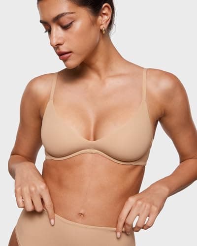 INLYRIC Women's Plus Size Plunge Bra - Sexy Unlined Underwire