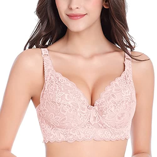 YXLLSSWJG Women's Plus Size Sexy Floral Lace V-Neck Bralette