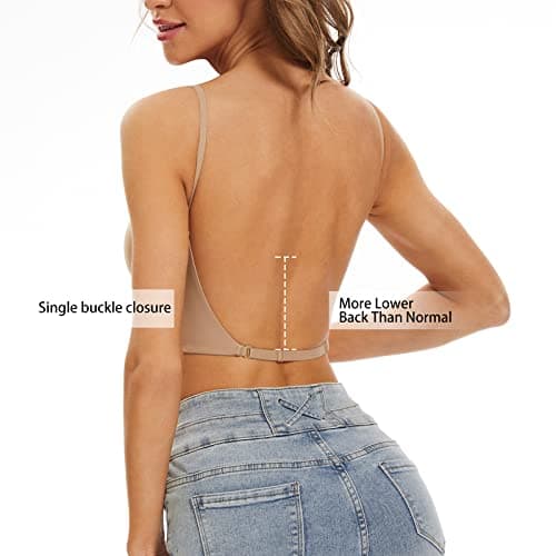 ForBaysy Low Back Push Up Bra for Women Wire Lifting V Neck Bralette