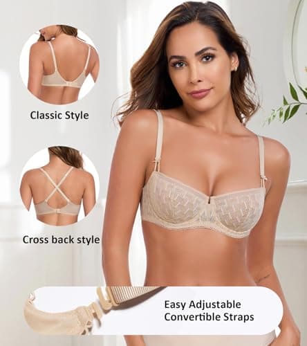 HACI Women's Balconette Underwire Scoop Neck Bra