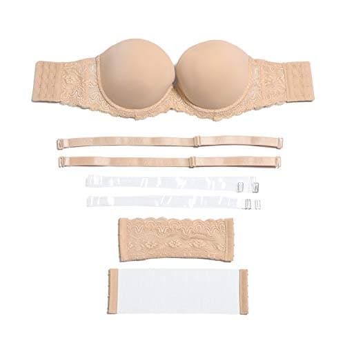 HWDI Clear Back Bra with Lace Padded Underwire Plus Size