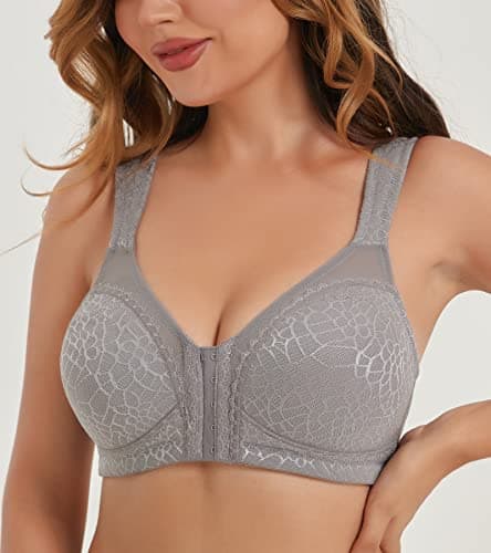 Haci Non-Padded Front Closure Bra (Grey,38C)