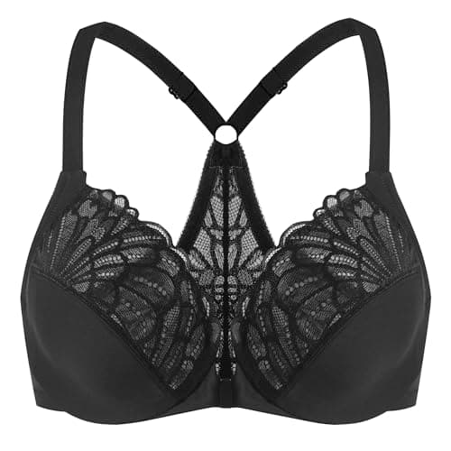 MELENECA Plus Size Front Closure Racerback Unlined Underwire Bra