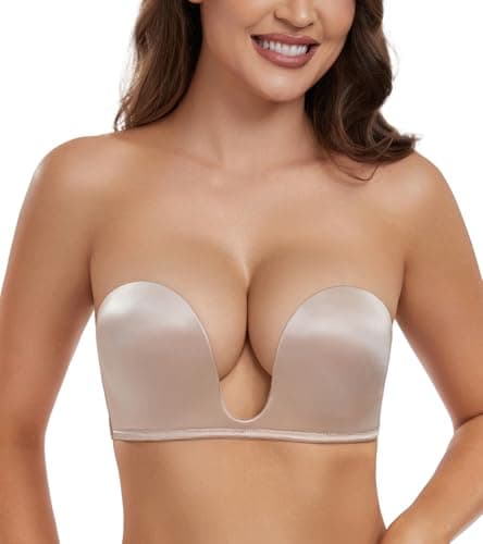 HACI Push Up Demi Bra - Seamless Underwire, Deep Plungeections