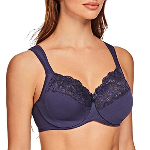 MELENECA Women's Full Coverage Plus Size Underwire Bra with Lace Straps