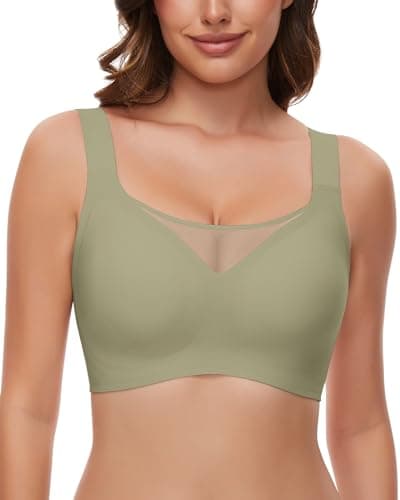 WOWENY Wireless Minimizer Bras for Women V-Neck Padded Bralettes