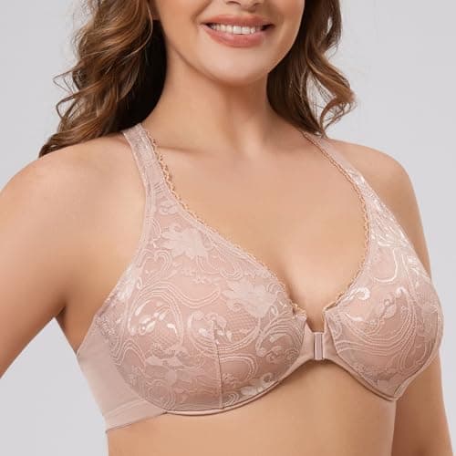 MELENECA Women's Plus Size Racerback Underwire Bra
