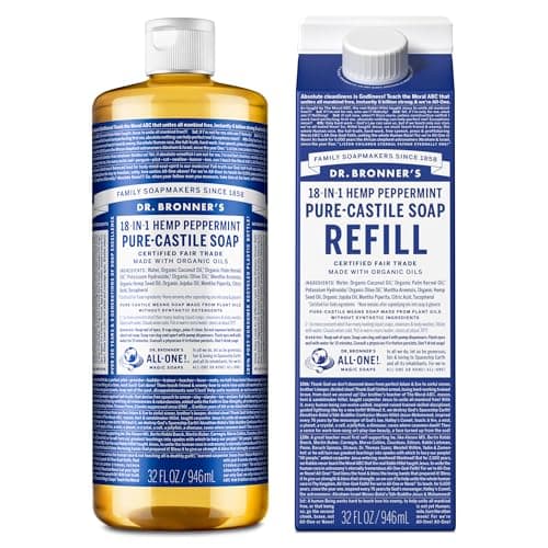 Dr. Bronner's Regenerative Organic Peppermint Liquid Soap - 32oz Refill Carton