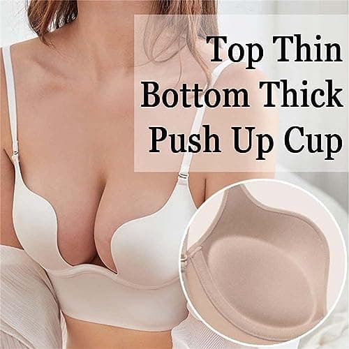 Folenzu Plunge Push-up Bra, Black, Size 36C