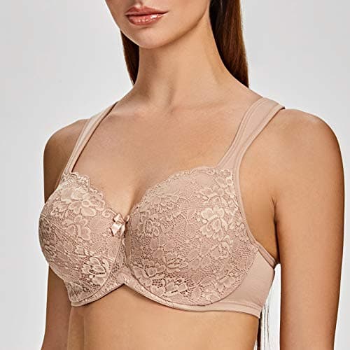 MELENECA Women's Floral Lace Minimizer Underwire Bra