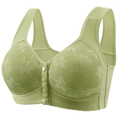 Hnodov 4 Pack Daisy Wireless Push-Up Bras for Older Women