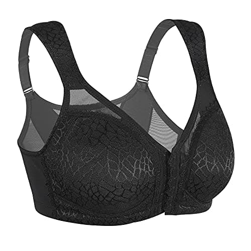 Haci Black Front Closure Wireless Back Support Bra 36D