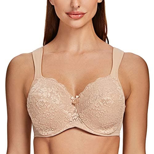 MELENECA Women's Floral Lace Minimizer Underwire Bra