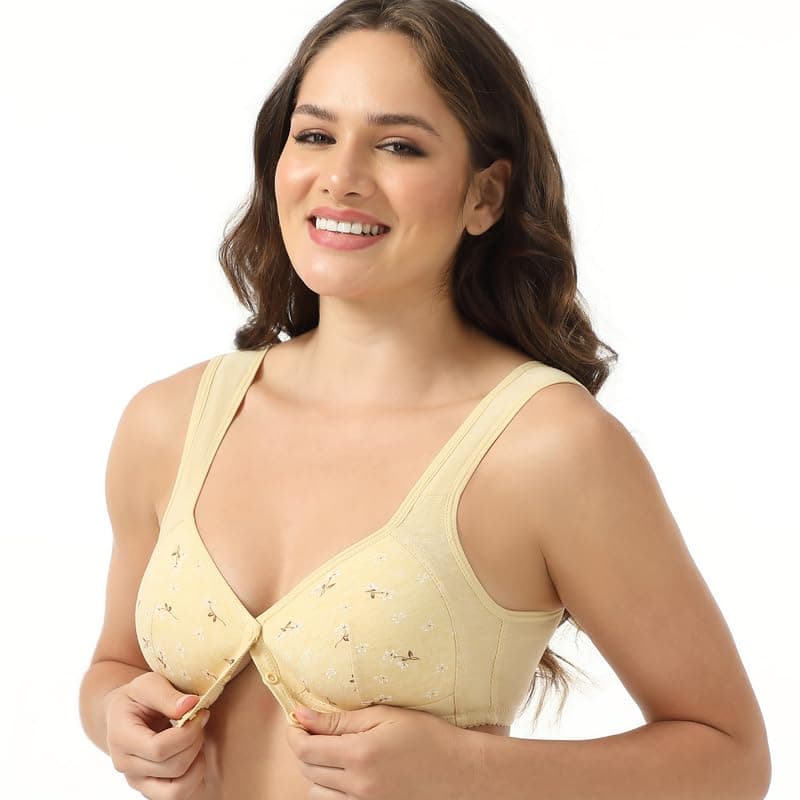 Wonholy Durable Daisy Bras for Older Women, Front Snap Padded Comfort Bra