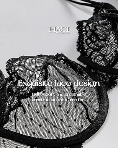 HACI Women's Lace Balconette Demi Bra Mesh Underwire Sexy