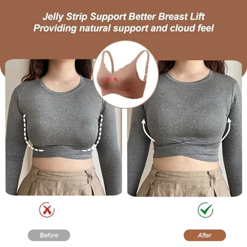 OEAK Women's Comfortable Wireless Push Up Bralette Scalloped V-Neck Coverage
