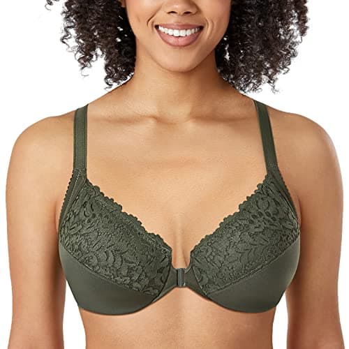 Delimira Women's Plus Size Full Coverage Lace Underwire Racerback Bra