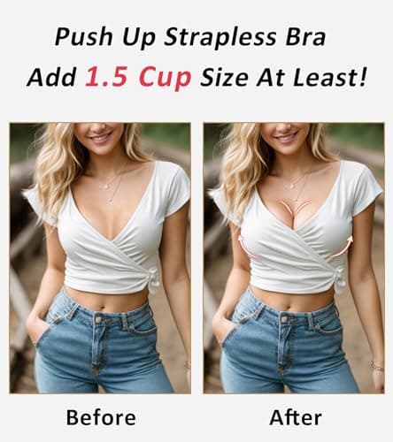 Strapless Bra with Padding and Convertible Straps for Women