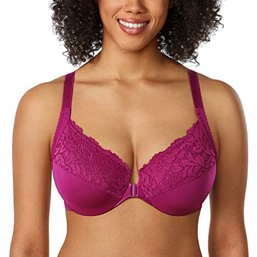 Delimira Women's Plus Size Full Coverage Lace Underwire Racerback Bra