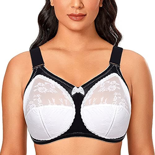 TELIMUSSTO Women's Plus Size Floral Lace Firm Hold Bra Minimizer