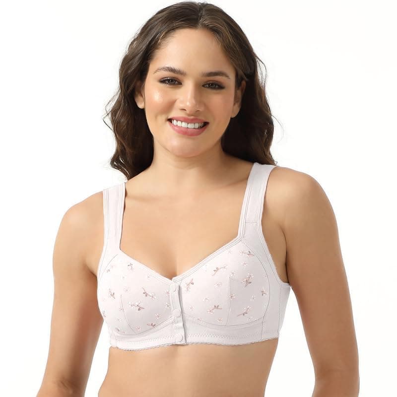 Wonholy Durable Daisy Bras for Older Women, Front Snap Padded Comfort Bra