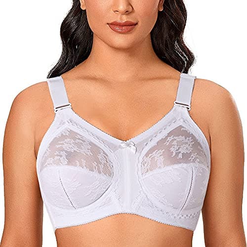 TELIMUSSTO Women's Plus Size Floral Lace Firm Hold Bra Minimizer